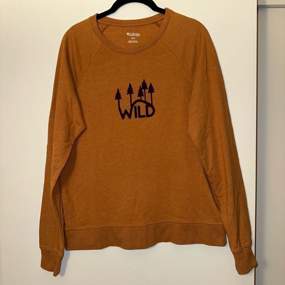 Columbia Women’s Caramel Orange Purple Design Crew Medium EUC